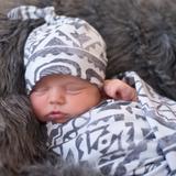 Gray Aztec Baby Blanket Set - Little Faces Apparel
 - 1