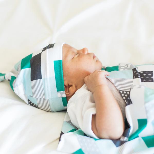 Teal Subway Baby Blanket Set - Little Faces Apparel
 - 1